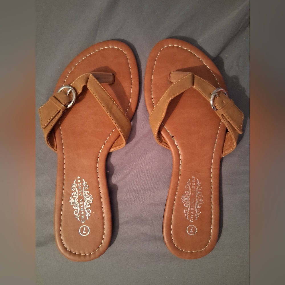 Brown Sandals with Buckle Detail